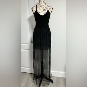 Revamped long maxi dress sheer bottom - S